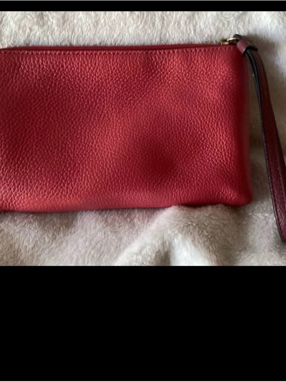 Coach Red Pebbled Leather Embossed Carriage Wristlet